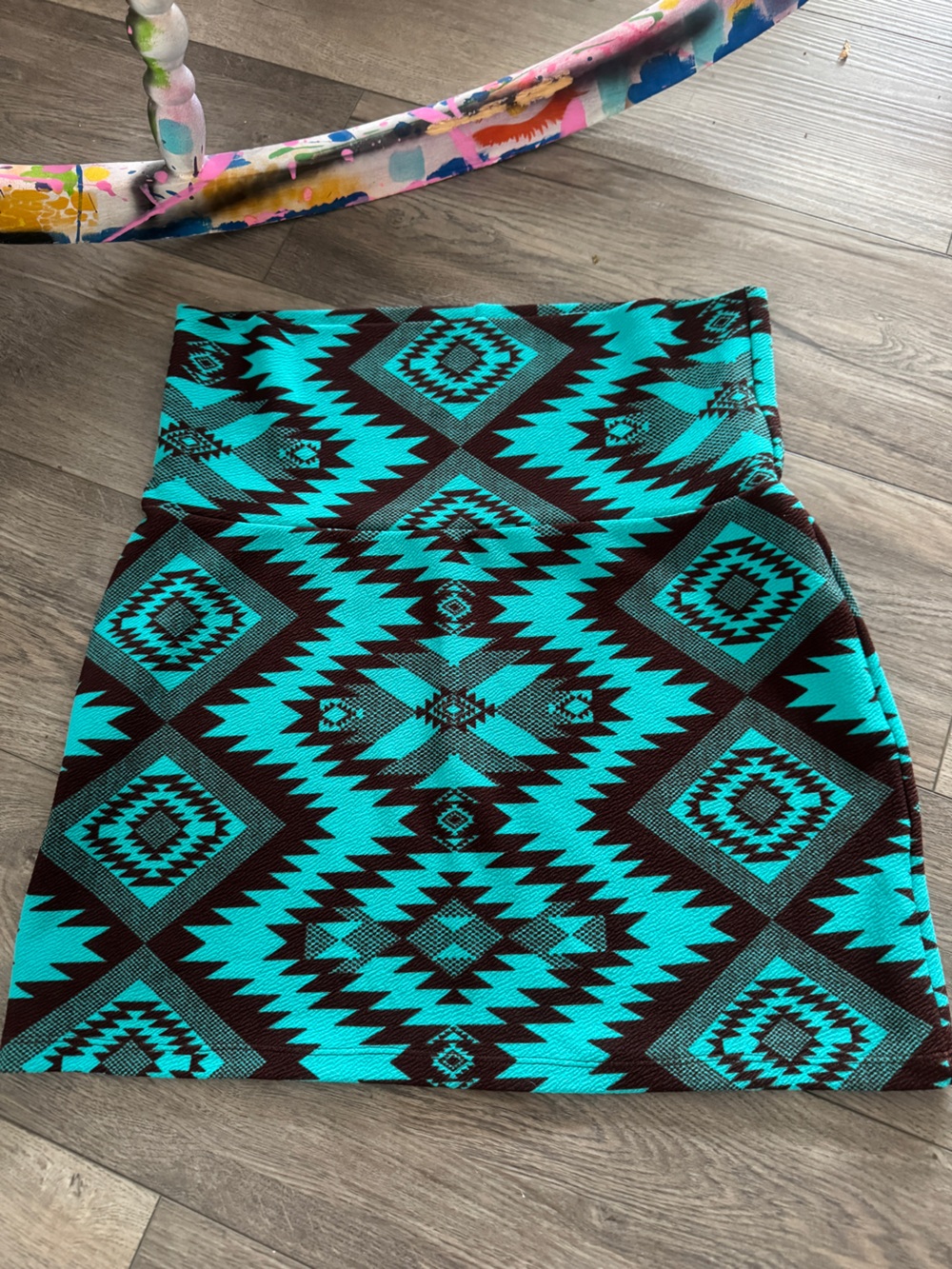 Wrangler Rock 47 Southwestern Aztec Print Mini Skirt Turquoise Large - Picture 6 of 7